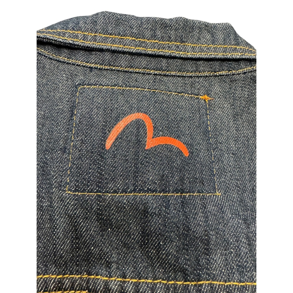 Evisu Denim Jacket Mens XL Indigo Blue Excellent No 3 Lot 1008 Zip Pocket Cinch - Picture 11 of 11